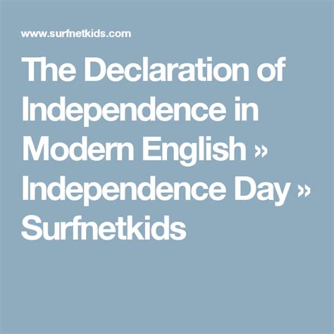The Declaration Of Independence In Modern English Declaration Of