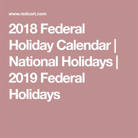 2018 Federal Holiday Calendar National Holidays 2019 Federal