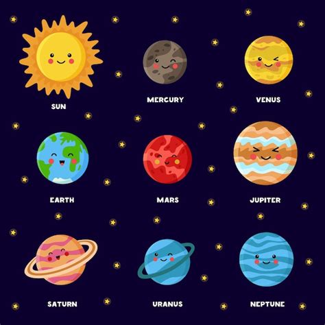 Illustratie Van Planeten Van Het Zonnestelsel Met Namen Zon En