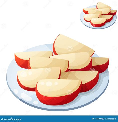 Apple Slices Detailed Vector Icon Isolated On White Background Stock