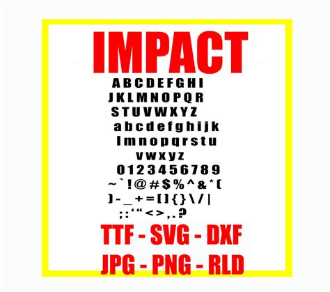 Impact Font Ttf Svg Dxf Rld Png  Cricut Etsy