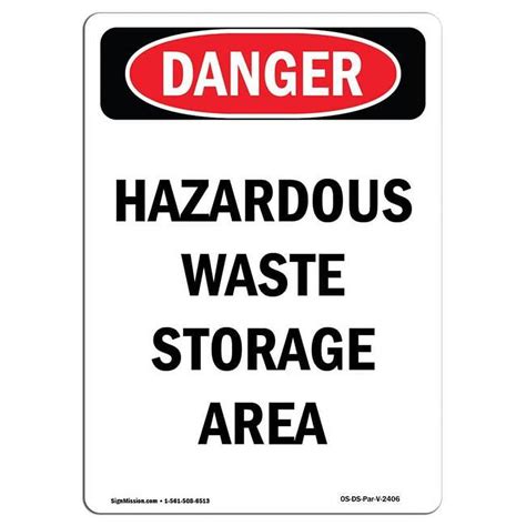 SignMission 10 X 14 In OSHA Danger Sign Hazardous Waste Storage Area