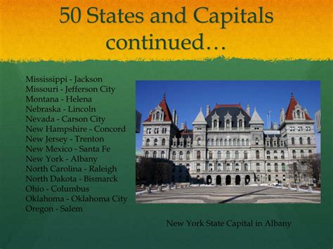 Ppt The 50 States And Capitals Powerpoint Presentation Free Download