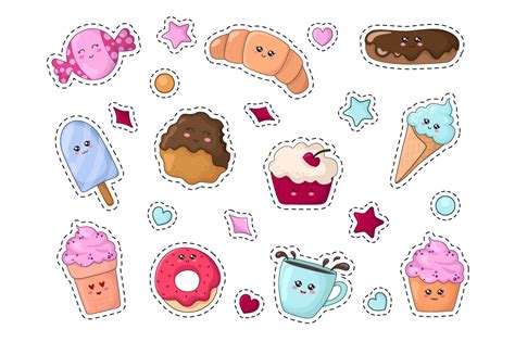 Kawaii Sweets Stickers By Watercolor Arts Thehungryjpeg