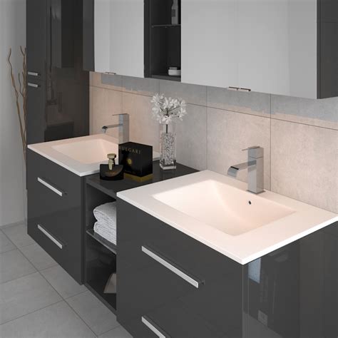 Wall hung vanity units are growing in popularity, especially for compact bathrooms or minimalist interior designs. Complete Bathroom Wall Hung Sonix Vanity Unit Double Sink Furniture Suite Grey 689406811092 | eBay