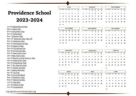 Providence School Calendar 2025 2026