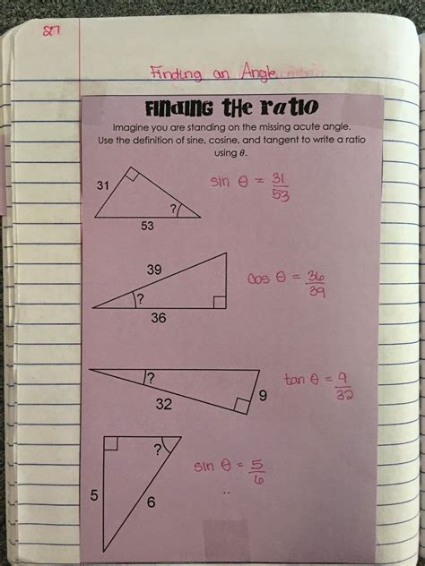 Misscalcul8 Trig Unit 2 Right Triangle Trig Interactive Notebook