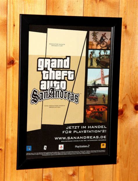 Grand Theft Auto San Andreas Rare Small Poster Old Ad Page Framed Ps2
