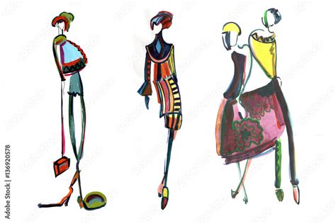Female Figure Abstract Fashion Illustration 14 Stock Illustration