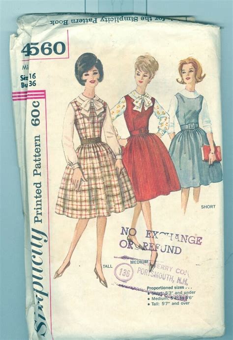 Vintage Simplicity 4560 Sewing Pattern Sz 14 In Proportion Sizes
