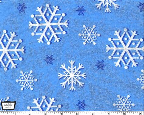 Snowfall Snowflakes Blue Cotton Metallic Glitter Fabric From Michael
