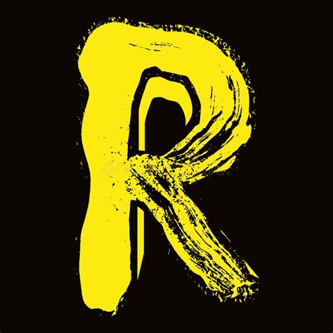 Hand Drawn Yellow Letter On Black Backgroundvector Lettering Stock