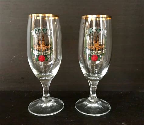 vintage set of kropf edel pils glasses with gold rim german beer glasses made in germany a