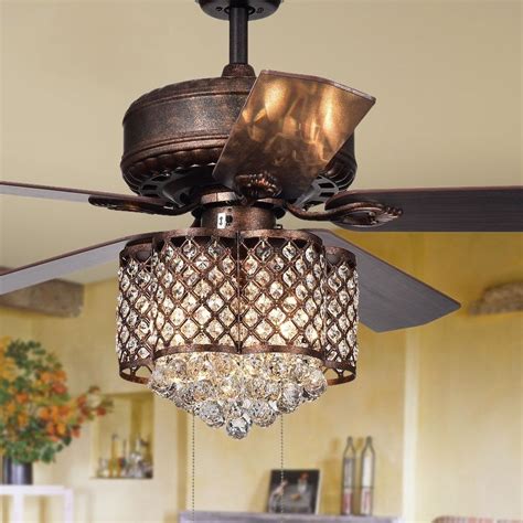 Always match wires of like colors; Pshita 3-light Crystal 5-blade 52-inch Rustic Bronze ...