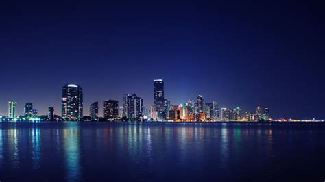 Wallpaper : Miami, city, skyline, cityscape, water, night 1920x1080