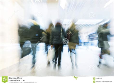 People Rushing Through Corridor, Zoom Effect, Motion Bl Stock Photo ...