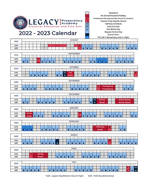 2022 2023 School Calendar About Us Legacy Preparatory Academy