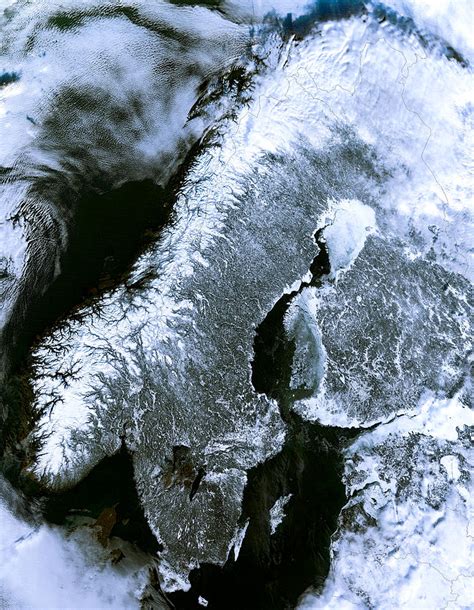 Winter Scandinavia Satellite Map Photograph By Daniel Hagerman