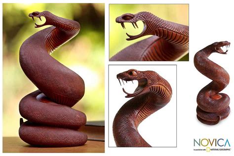 Unicef Market Wood Snake Sculpture Serpent Guardian