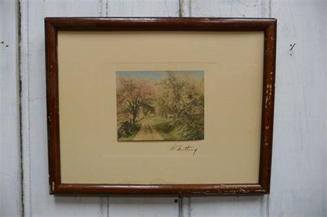 Antique Wallace Nutting Signed Print Cherry Blossom Lane Road