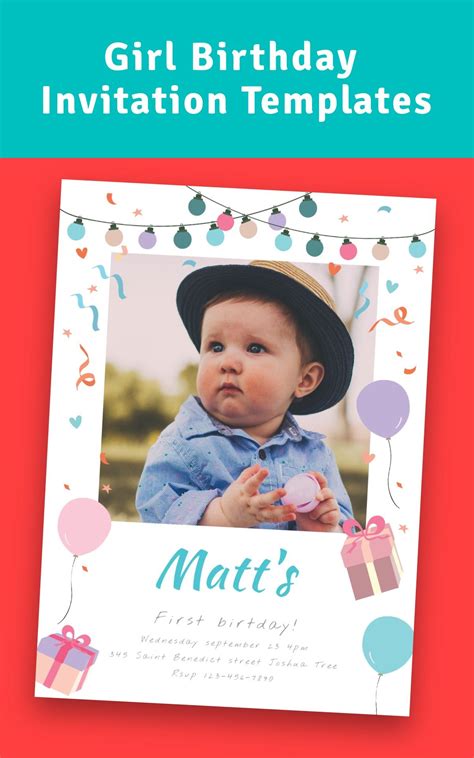 Personalized Girl Birthday Party Invite Template Coral Reef Etsy