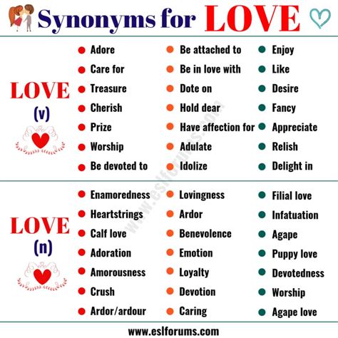 Love Synonym 50 Interesting Synonyms For Love Esl Forums
