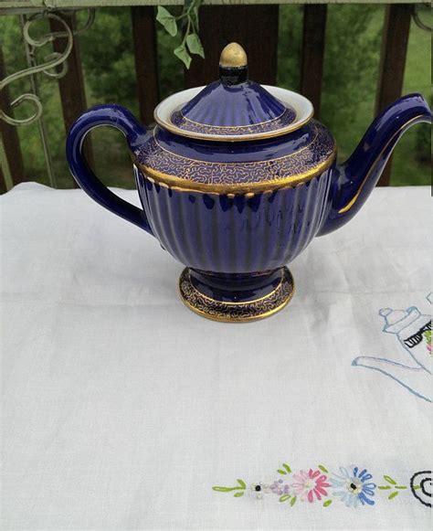 Elegant Hall Cobalt Blue 24k Gold Trim Teapot 6 Cup 083 Etsy Tea