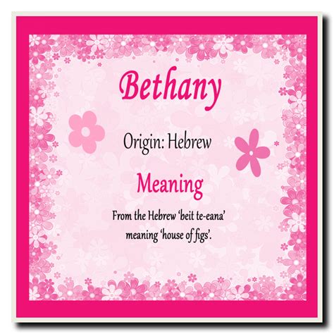Bethany Personalised Name Meaning Coaster The Card Zoo