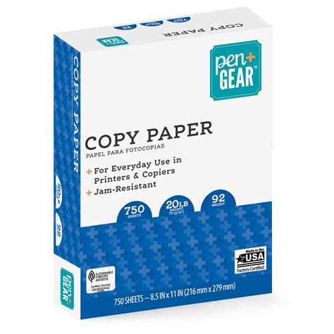 Pen Gear Copy Paper White 85 X 11 20 Lb 92 Bright 750 Sheets