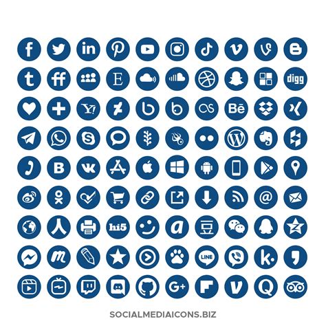 Classic Blue Round Social Media Icons Socialmediaicons