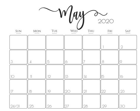 Editable May 2020 Calendar With Notes Free Printable Calendar