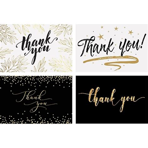 Better Office Thank You Cards With Envelopes 4 X 6 Blackgold 100