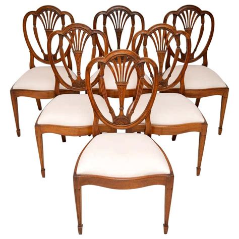 Set Of 6 Antique Mahogany Sheraton Style Dining Chairs For Sale At 1stdibs