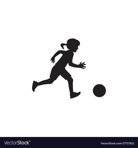 Girl Playing Soccer Silhouette Royalty Free Vector Image