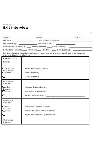 Free 51 Exit Interview Forms In Pdf Ms Word Excel