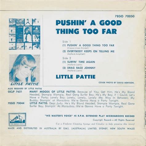 Rien Que Des Vinyls Little Pattie 1965 Aus Hmv 7ego 70050 Pushin