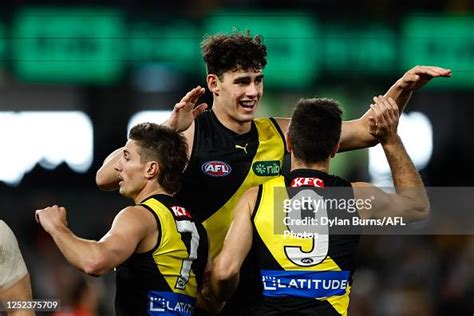 Samson Ryan Of The Tigers Celebrates A Goal During The 2023 Afl Round