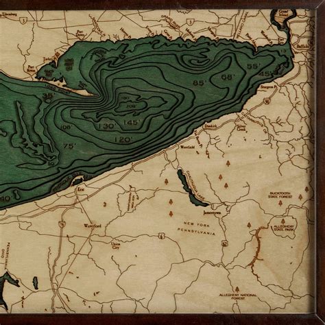 Lake Erie Wooden Map Art Topographic 3d Chart