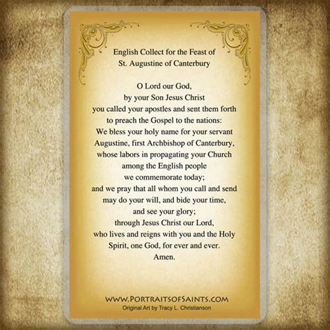 St Augustine Of Canterbury Holy Card Portraits Of Saints