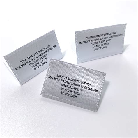 Center Fold White Satin Ribbon Tape Printed Washing Care Label With