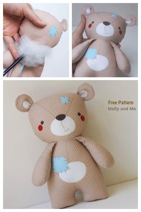 Diy Fabric Teddy Bear Free Sewing Patterns Fabric Art Diy In 2021