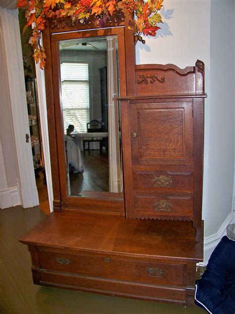 Lot Antique Oak Mirrored Gentlemans Dresser