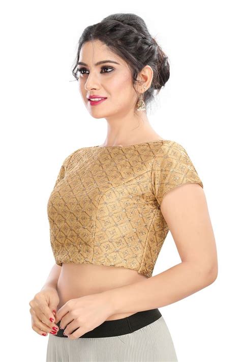 Gold Embroidered Silk Designer Readymade Designer Saree Blouse