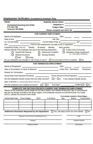 FREE 51+ Employment Verification Forms in PDF  Ms Word