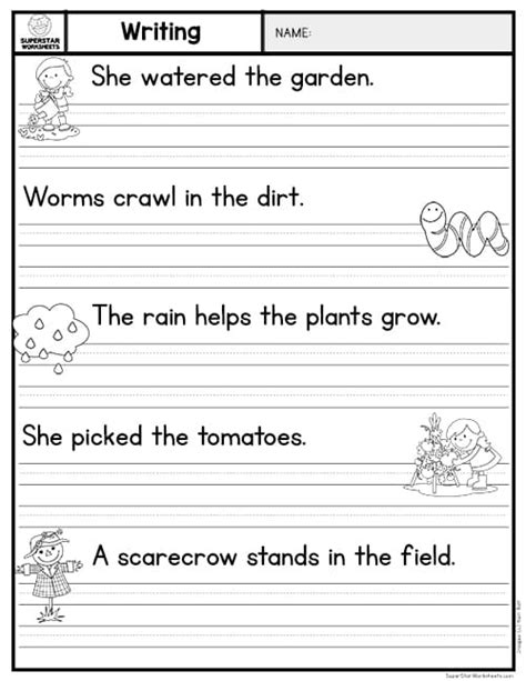 Free Printable Kindergarten Sentence Writing Worksheets Printable