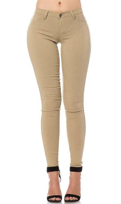 Low Rise Stretchy Skinny Jeans In Khaki