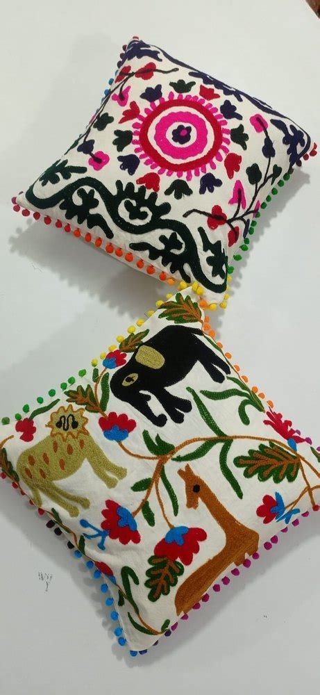 multicolor suzani embroidered cushion cover for home size 16 16 at rs 230 in jaipur