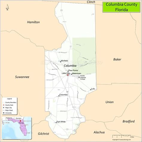 Map Of Columbia County Florida Showing Cities Highways And Important