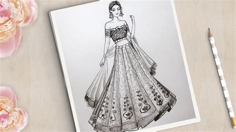 How To Draw A Girl With Beautiful Traditional Dress Easy