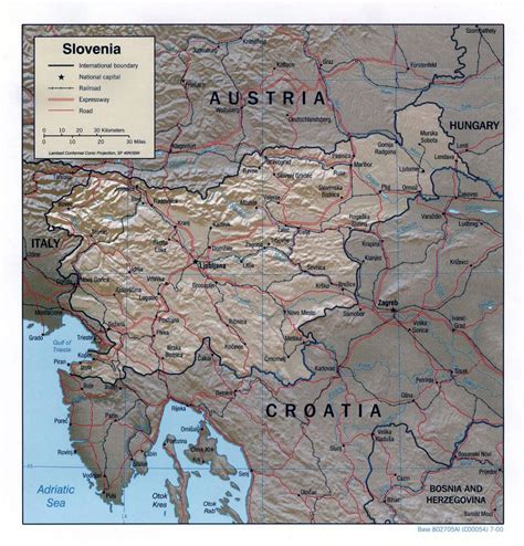 Large Detailed Political Map Of Slovenia With Relief Roads Railroads